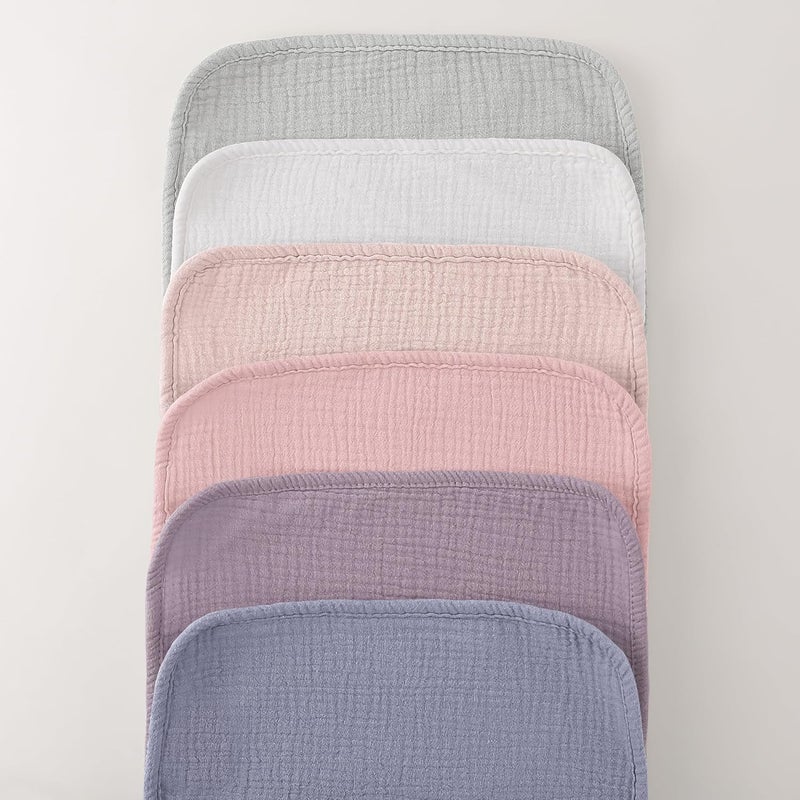 Bearmoss Muslin Burp Cloths, 100% Cotton Baby Burping Clothes, Large Extra Soft Absorbent for Unisex Newborn Boy and Girl, 20x10in, 6 Pack - Image 3